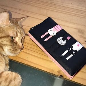 SOLD - Black and Pink Kitty Cat Wallet